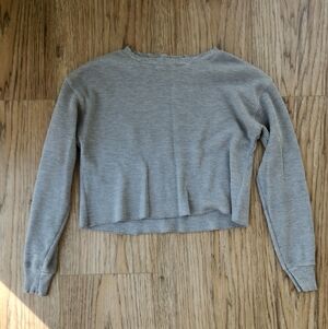 Reformation Jeans Light Gray Waffle Knit Long Sleeve Tee